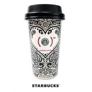 STARBUCKS + (red) + Jonathan Adler Ceramic To-Go Cup Limited Edition 2010‌‌‌‌